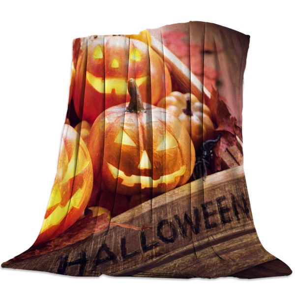 

funy decor flannel fleece blanket halloween pumpkin grimace soft breathable lightweight throw blankets bedspread decorative for