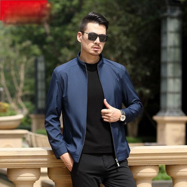 

men's jackets 2021 spring autumn fashion solid color thin overcoats male casual zipper business coats men middle-aged loose o45, Black;brown