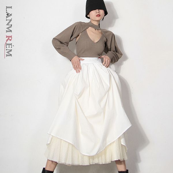 

multi-layer white skirt net yarn fairy princess plus size lady party streetwear fashion spring 2a6017 210507, Black