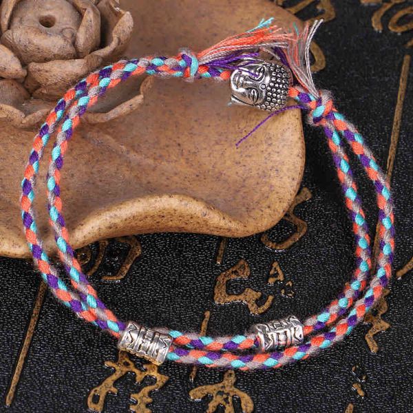 Gioielli Bracciale Buddha tibetano Bracciale a mano sfregamento Wen Play Linea Fane Mano Messico Bracciale di cotone Dimensione regolabile