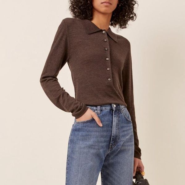 

100% wool spring and autumn new long-sleeved lapel single-breasted knitted pullover pure color casual all-match base sweater, White;black