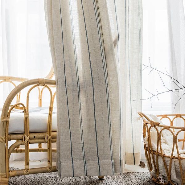 

curtain & drapes japanese style blue stripe linen for bedroom living room tea custom shade