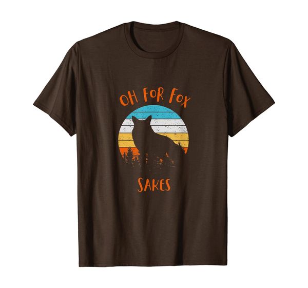 

oh for fox sakes funny sunset treeline nature foxy t-shirt, White;black