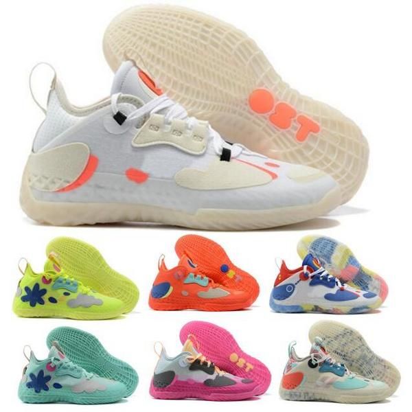 

james harden vol.5 men basketball shoes sneakers solar yellow red nets support icey pink futurenatural white 2021 mvp sport weaving trainer
