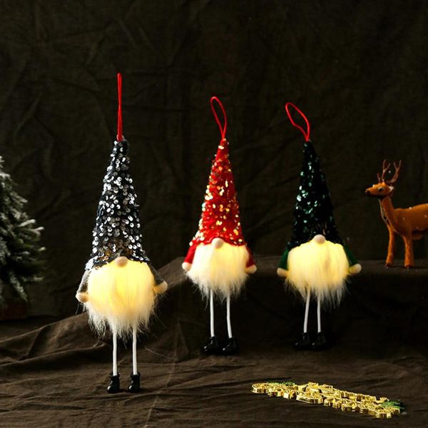 

christmas decorations glowing light faceless doll merry decoration for home glow flashed gnome santa xmas tree natal year