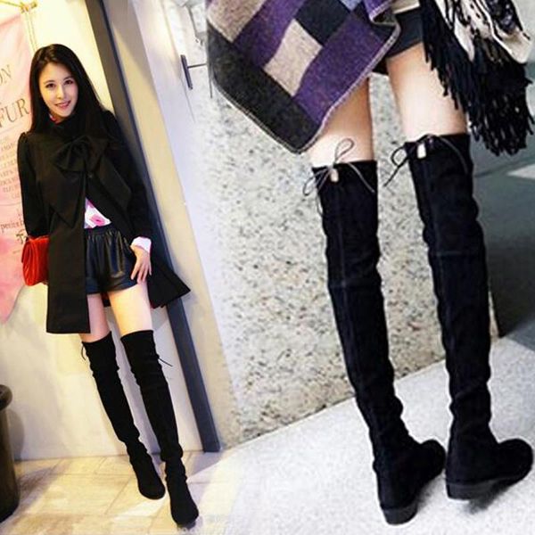 

boots 2021 women thigh high and thin elastic knight platform for girl winter autumn flat long peppers, Black