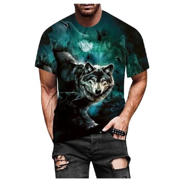 

men's t-shirts summer t-shirt street fashion animal wolf, mr. gas 3d printed clothes, loose large size quick-drying, White;black
