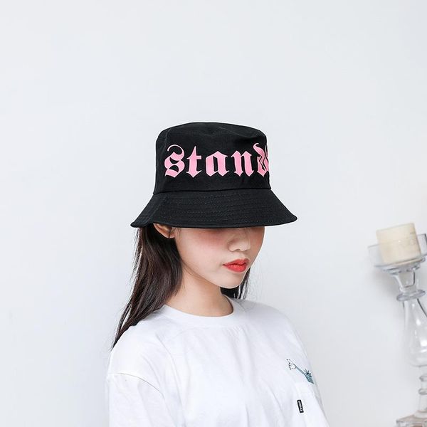 

cloches standby letter print bucket hat men women cricle decoration harajuku hip hats summer outdoor hunting fishing cap yy159