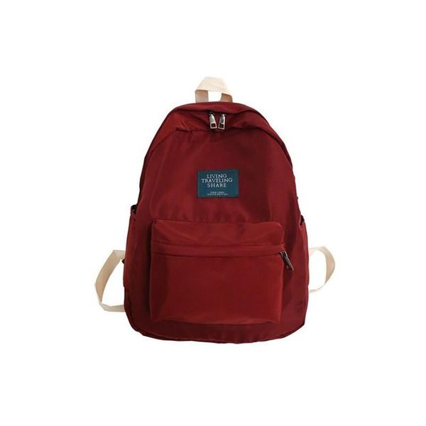

backpack lightweight large capacity water proof nylon leisure or travel bag solid pink preppy style school for teenage girls