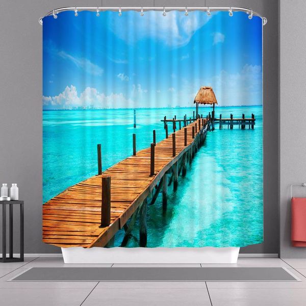 

shower curtains curtain sea beach scenery bathroom for kitchen