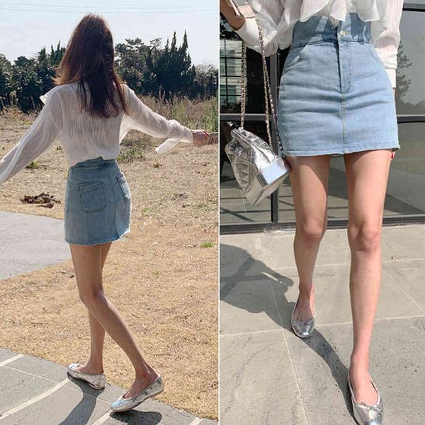 

skirts spring summer denim skirt women with lining high waist mini jupe blue jeans streetwear femme jupes cdw9, Black