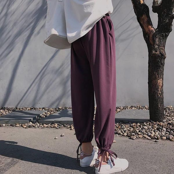 

women's pants & capris joggers harem hip hop casual large size s-2xl loose beam legs solid color ankle-length couple harajuku, Black;white