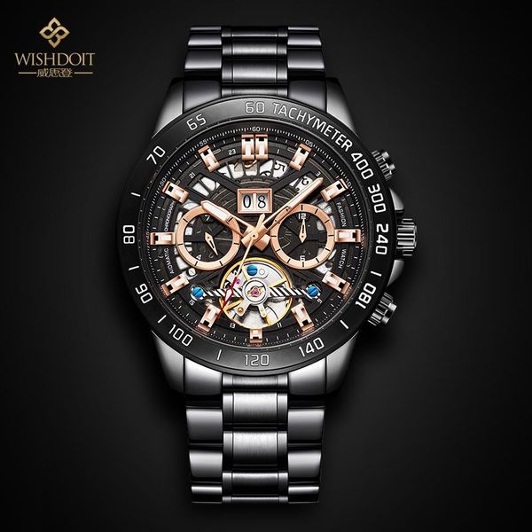 

watch men's luxury large dial multifunctional week waterproof luminous mechanical wristwatches, Slivery;brown