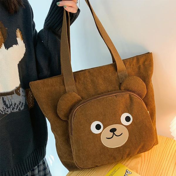 

evening bags 2021 korean large capacity cute girl single shoulder bag japanese cartoon corduroy handbag fashion female student book
