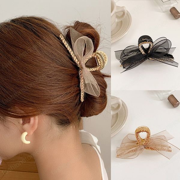 Clip artigli per capelli bowknot Crampe di trucco in cristallo di grandi dimensioni barrette per acconciatura per le donne accessori per capelli