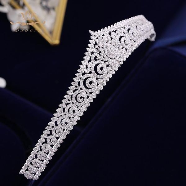 

hair clips & barrettes elegant european full zircon bridal tiaras crowns plated crystal wedding hairbands for brides bridesmaid jewelry, Golden;silver