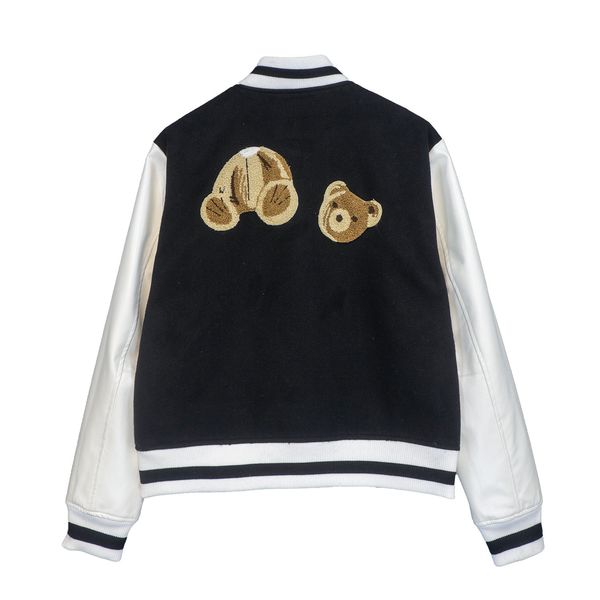 

23aw mens women teddy bear printed jackets black green men womens long sleeve spring aautumn designer sport baseball jacket cotton clothes, Black;brown