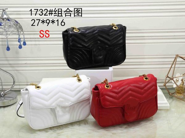 

2021 new women designers handbags luxury tote messenger shoulder bags chain bag good quality pu leather purses wallets 002, Brown;gray