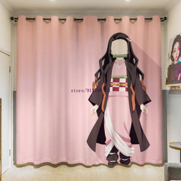

curtain & drapes anime demon slayer blackout curtains bedroom living room japan cartoon manga 63x63 inch custom window home textiles