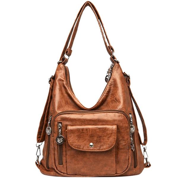 

evening bags 2021 retro 2 layres shopper bag soft leather shoulder for women designer hanbags female travel crossbody