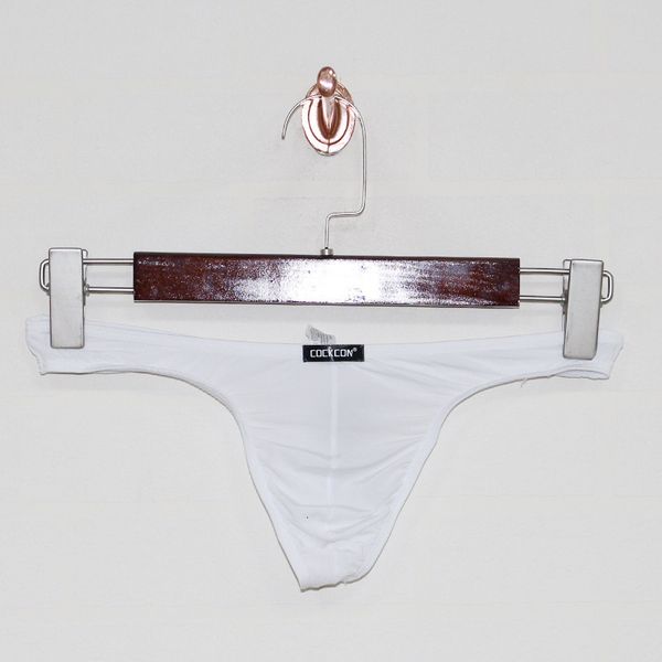 

cockcon men's thin ice silk low waist breathable thong for men, Black;white