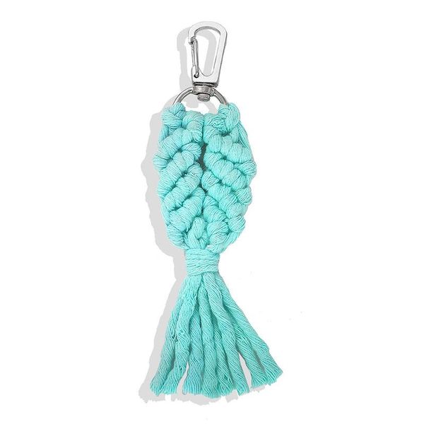 

keychains hand woven macrame fringed keychain vintage multicolor bag pendant for women ethnic accessories exquisite girl gift, Silver