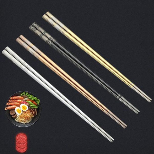 

chopsticks 1pair laser engraving 304 stainless steel japanese chinese chop sticks korean hollow anti scald reusable