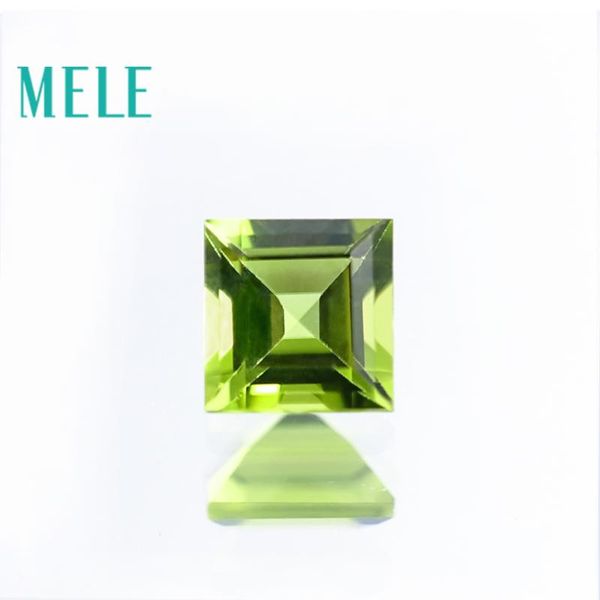 

loose gemstones mele natural peridot stone for jewelry making,6mmx6mm square cut green gemstone,fire color and bright with high quality, Black