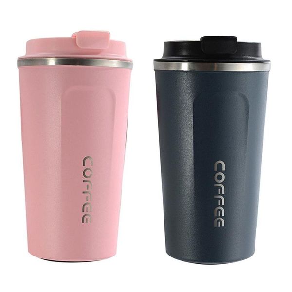 

mugs 2 pcs 510ml heat preservation coffee mug stainless steel travel portable milk cup vaccum flasks thermo pink & blu