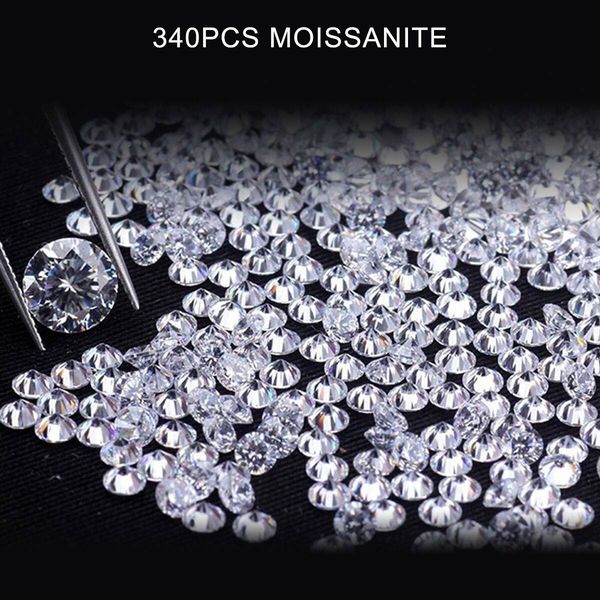 

szjinao 340pcs small loose gemstones moissanite stones 0.8mm to 2.9mm d color vvs1 excellent cut loose beads for jewelry making, Black