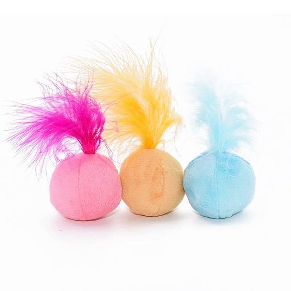 

cat toys vocal toy ball with bell feather tease plush pet supplies