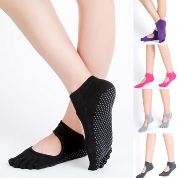 

colorful women yoga socks quick-dry anti slip silicone gym pilates ballet fitness sport cotton breathable elasticity sports, Black