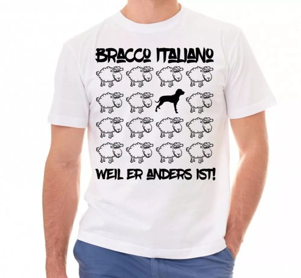 

bracco italiano t-shirt black sheep men dog dogs motif vorstehhund, White;black