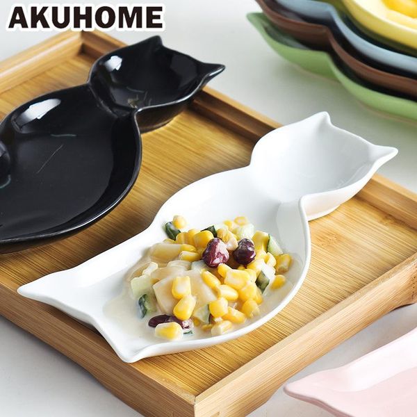 

dishes & plates creative cartoon cat plate ceramic cute animal french fries snack dim sum sushi breakfast