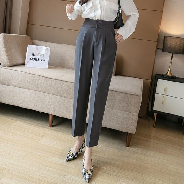 

women 2021 autumn fashion solid color casual pants female high waist retro loose ladies harem trousers m545 women's & capris, Black;white
