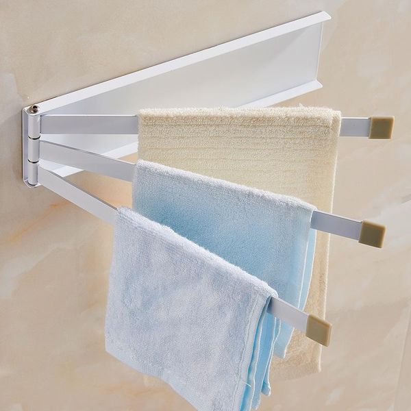 

towel racks swivel bar rotating rack bathroom kitchen wall-mounted polished holder 3 layers hanging hook shelf