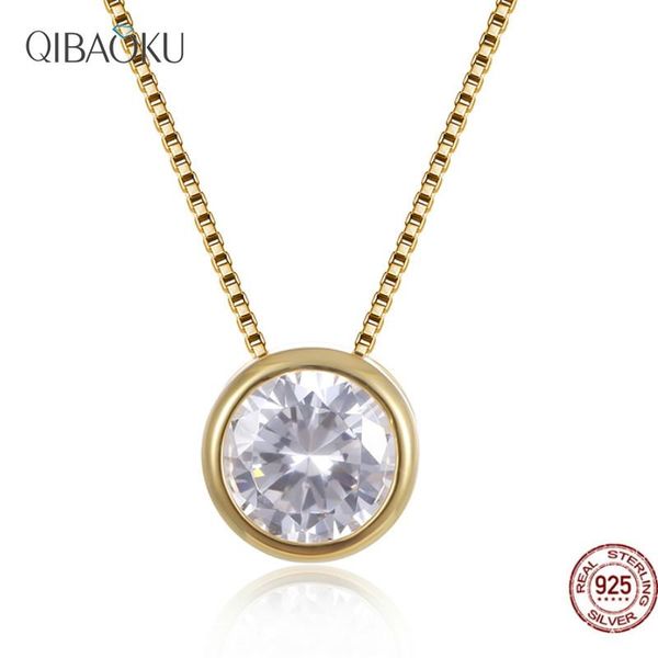 

sterling silver necklace for women zircon simple gold color wedding pendants jewelry gift chains