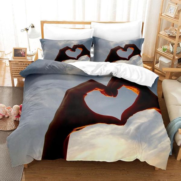 

bedding sets love hand set single twin full  king size you and me hands bed children's kid bedroom duvetcover 3d 005