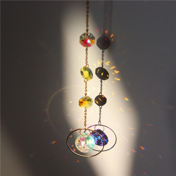 

decorative objects & figurines moon rainbow crystal sun catcher pendant wind chime decoration 100% brand and