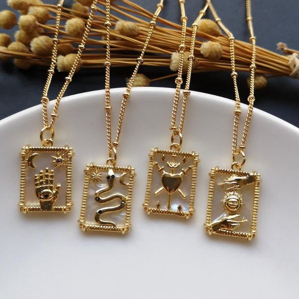 

chains promotion 15x20mm natural sacred heart mother pearl shell necklace for gift snake & hand mother's day, Silver