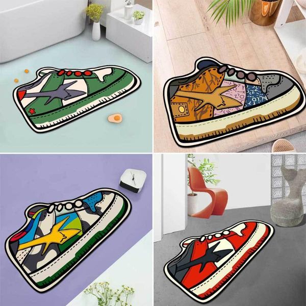 

carpets sneaker shaped doormat welcome entrance door anti-slip modern rugs living balcony bathroom printed carpet hallway bath mat