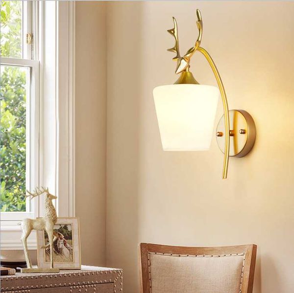 

wall lamp glass shade foyer decoration el bedroom bathroom metal light postmodern aisle e27 220v