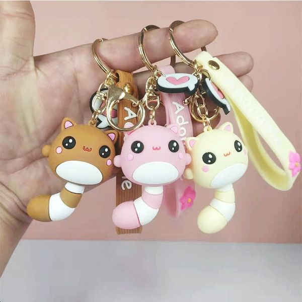 

creative pvc cartoon big tail cat pendant cute personality lovers bag doll pendantfashion car key chain, Silver