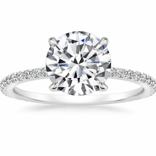 Original-Ring aus massivem 925er-Sterlingsilber für Damen, einfacher Solitär-Ring, rund, oval, simulierter Diamantring, Topas-Edelstein-Schmuck