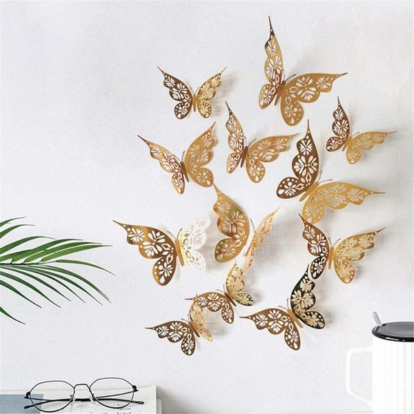 

window stickers 12pcs 3d hollow butterfly wall sticker for home decoration diy kids rooms party wedding decor fridge