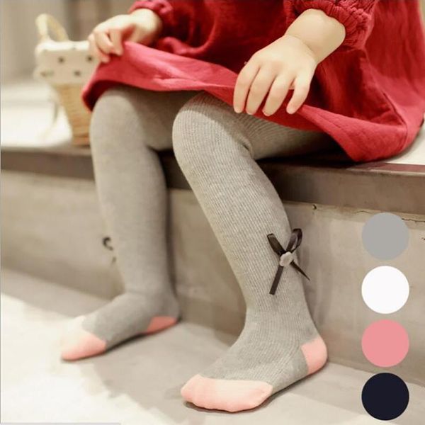 

footies cute baby girls cotton patchwork knit tights bow breathable pantyhose 0-6 year spring autumn for toddler kids stocking, Blue