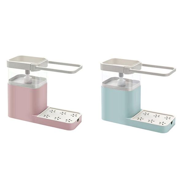 

2pcs storage racks organizer press automatic detergent dispenser box sink utensils holders drainer towel rack-pink&green kitchen & organizat