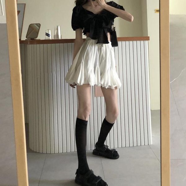 

skirts 2021 women fashion casual sweet pleated skirt female streetwear ruffles summer chic lady mini, Black
