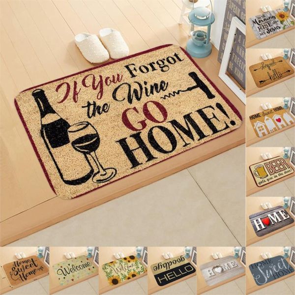 

40x60cm entrance welcome doormat absorbent bathroom kitchen floor mat sweet home letter rug anti-slip carpet for living room carpets