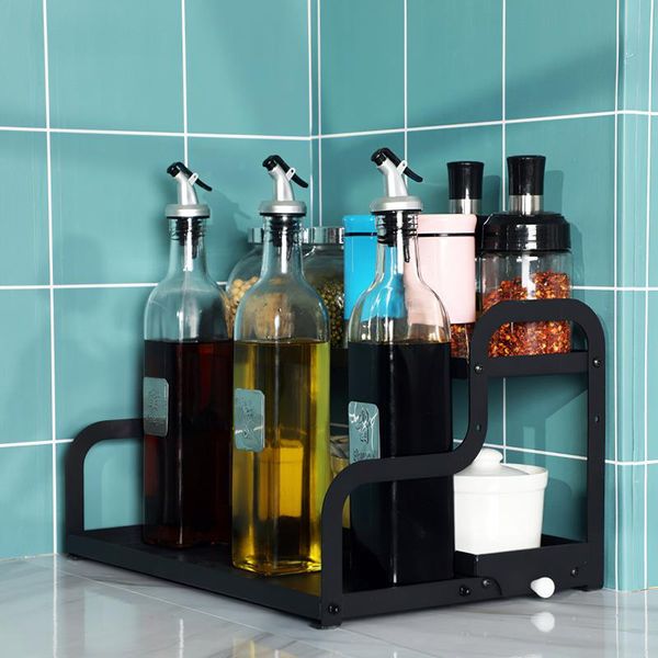 

kitchen storage & organization multi-layer seasoning organizer strong bearing capacity carbon steel rack practical spice cupboard holder gad